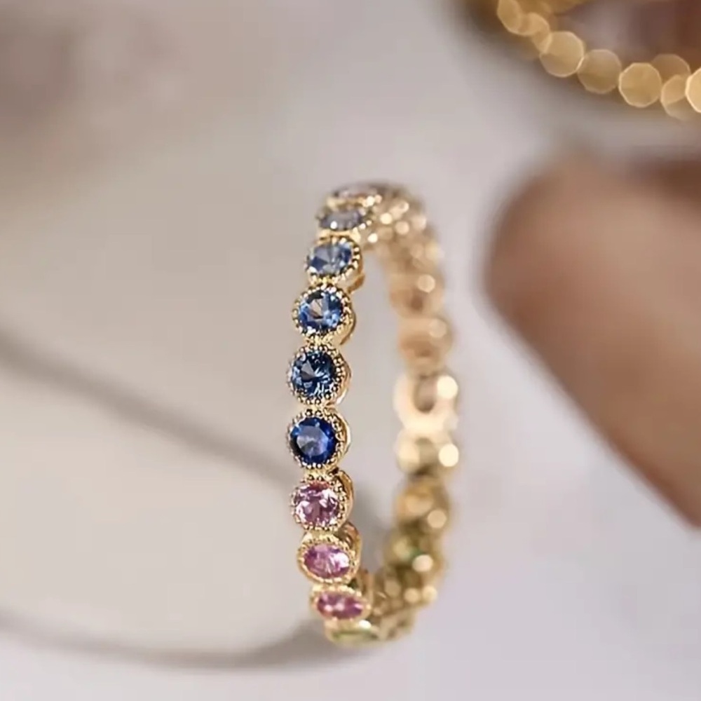 Multi Color Cubic Zirconia Ring - Picture 3 of 5